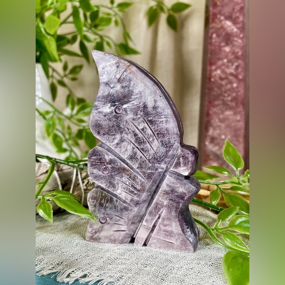 396 Lepidolite (Purple Mica) Crystal Angel/Fairy Carving